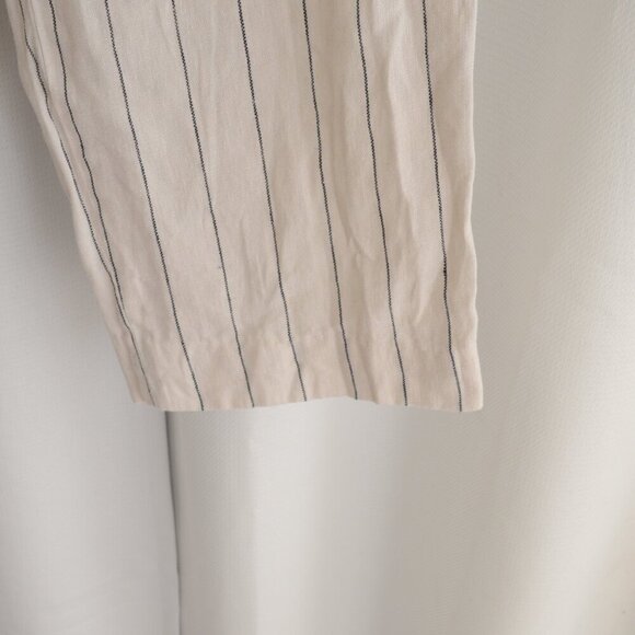 Banana Republic High Rise Linen Cream/Navy Striped Pants Sz 8 - Picture 7 of 8